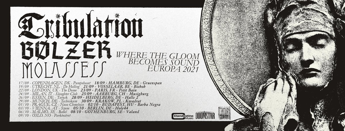 MetalBlade's tweet photo. #Tribulation's announces rescheduled dates for their upcoming EU #WhereTheGloomBecomesSound tour w/ #Bolzer and #Molassess!

Stay tuned for more news coming soon...#metalblade #metalbladerecords https://t.co/5hWQLdimP1
