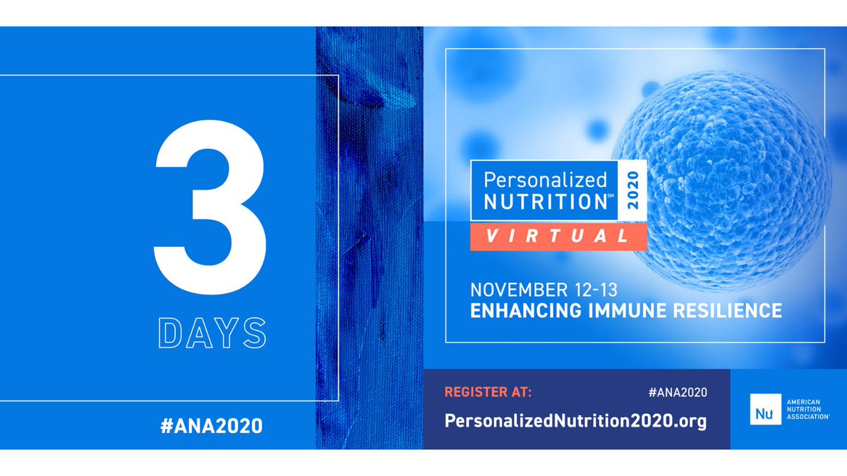 Personalized Nutrition 2020, taking place virtually November 12-13, is just 3 days away! 

Registration closes at 5pm CST on Wed. Nov. 11. 

Learn more &amp; register: cvent.me/OKgwLB

#ANA2020