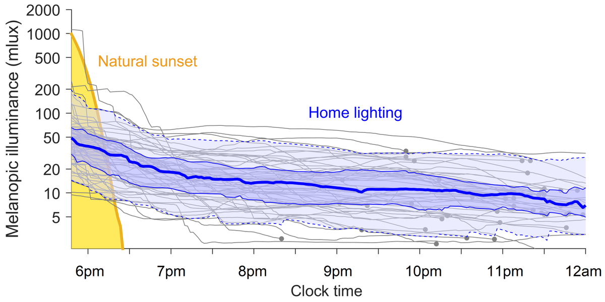 Sean W Cain (@circadian247) on Twitter photo Excited to share this paper from my lab, <a href="/circadianumbers/">Andrew J K Phillips</a>, Vineetha Kalavally & <a href="/elisemcglashan/">Dr Elise McGlashan</a>. With our wearable light sensor, we found evening home light to be too bright. Extending twilight until bed is not what our bodies evolved to cope with!
doi.org/10.1038/s41598… Excited to share this paper from my lab, <a href="/circadianumbers/">Andrew J K Phillips</a>, Vineetha Kalavally & <a href="/elisemcglashan/">Dr Elise McGlashan</a>. With our wearable light sensor, we found evening home light to be too bright. Extending twilight until bed is not what our bodies evolved to cope with!
doi.org/10.1038/s41598…