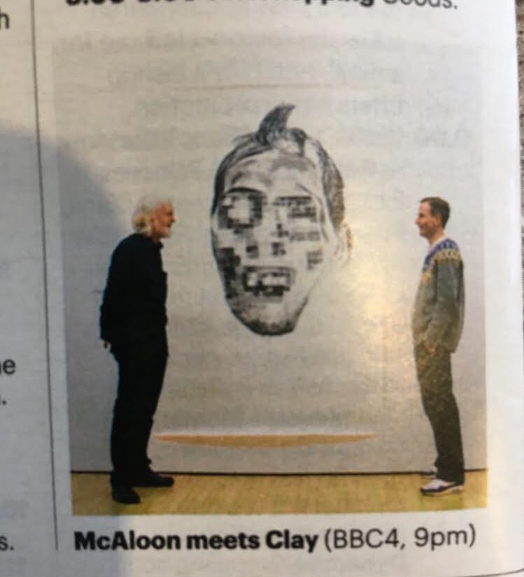 Watch my band mate <a href="/CulpaFeliks/">feliks_culpa</a> talk about his art on BBC Four 21st-Century Mythologies with Richard Clay (&amp; his lovely jumper). On <a href="/BBCiPlayer/">BBC iPlayer</a> any minute now. Looking dapper below.