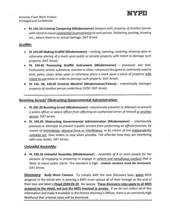 nycprotestcvrge's tweet image. NYC Protest Coverage has received leaked NYPD guidelines for George Floyd protestors.
#nycprotestcoverage