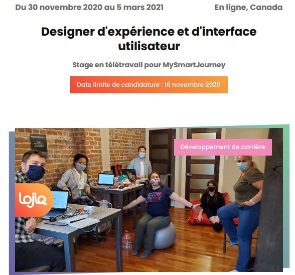 CJERDP's tweet photo. **OFFRE DE STAGE**

@lojiq_org – Les offices jeunesse internationaux du Québec est à la recherche d’un jeune qui agira, en tant que stagiaire professionnel, comme designer d’expérience et d’interface utilisateur pour MySmartJourney. https://t.co/7GPDhb15b5