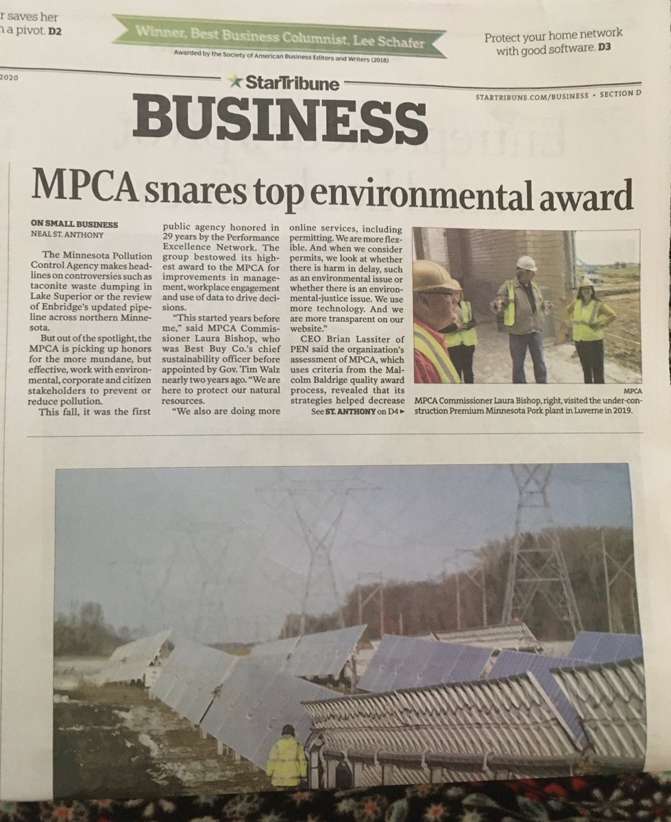 AndrewEMN's tweet photo. Big 👏 to ⁦@MnPCA and it’s employees on this☝️! Pretty cool to see the agency’s everyday work as well as #CI #Baldrige #MNPEN get a nod. Special shout-out to ⁦@kimnuckles⁩ for leading and #OIU for #innovation #engage #results work. Keep it going! @LassiterBrian⁩ https://t.co/utbwM5vlHG