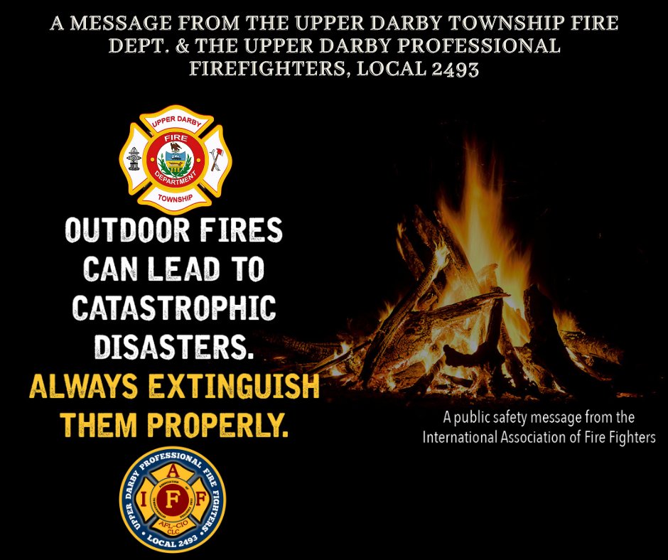 UpperDarbyFD's tweet photo. Now that families are outside at night enjoying their firepits, please make sure to extinguish them properly and to discard the ashes properly. #FireIsEveryonesFight #FirePitSafety #SecondSummerWontLast #ColderNightsAreComing https://t.co/rRvvmrCgzU