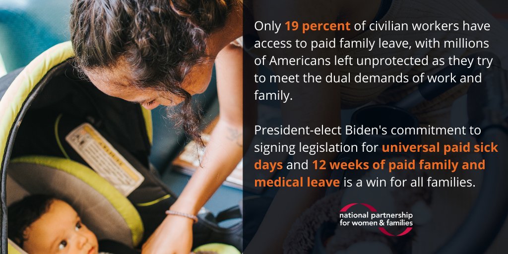 We're excited to see President-elect Biden commit to signing legislation for universal paid sick days and 12 weeks of paid family and medical leave. This would be a huge victory for all Americans as they balance the demands of work and family. 🎉🎉🎉

#PaidLeaveforAll