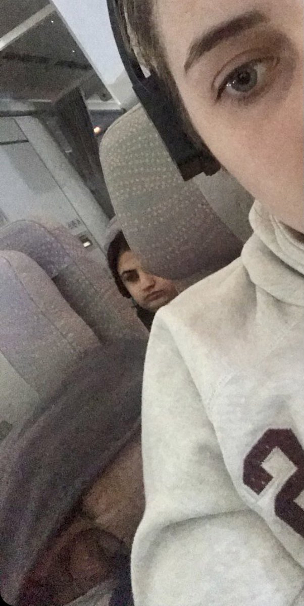HanHarrington's tweet photo. A couple years ago I was flying home from Australia seated next to this blind old man and he told me I should marry his son and then fell asleep on my shoulder... I hope he’s doing well https://t.co/dWdgGUptpF