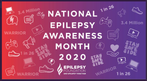 November is National Epilepsy Awareness Month.  According to the World Health Org, epilepsy is the most common serious brain disorder worldwide & the CDC estimates 3.4 million people in the United States are affected by epilepsy. #EpilepsyEquity #NEAM2020 #DisabilityAwareness