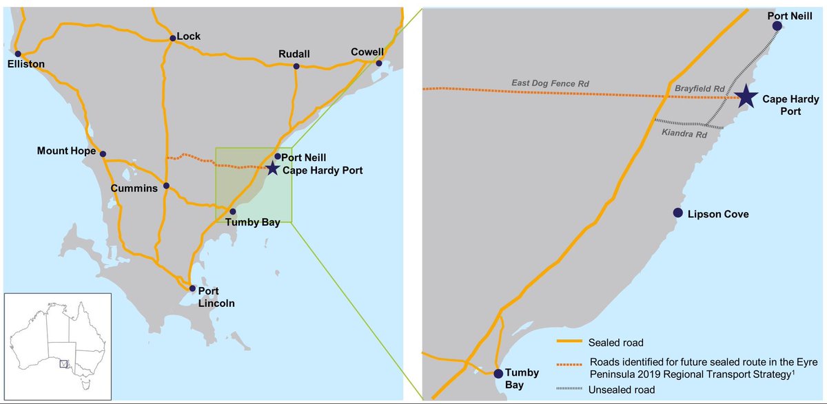 EPCBHLimited's tweet photo. The #capehardy Port is located 7km south of #portneill & adjacent to the East Dog Fence Rd which joins to become the Yeelanna/Ungarra Rd
#epag
@Macquarie @IronRoadLimited https://t.co/sU2pXqkrPw
