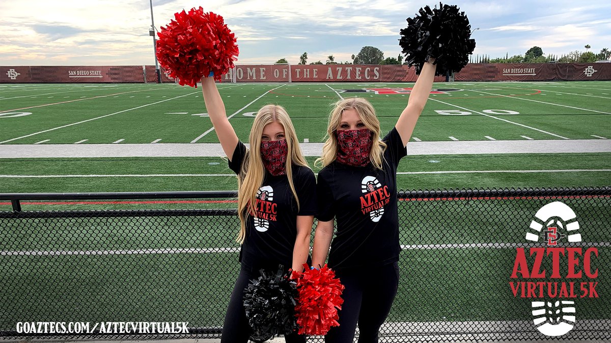 GoAztecs's tweet photo. There's still time to register for the Aztec Virtual 5K! Check out the sweet dri-fit shirts and @SDSU buffs that all participants will receive! Register at https://t.co/4TtGol95Ng. You'll receive your e-bib before the race and you'll receive your swag in the mail after the race. https://t.co/7PkMT3nO5n