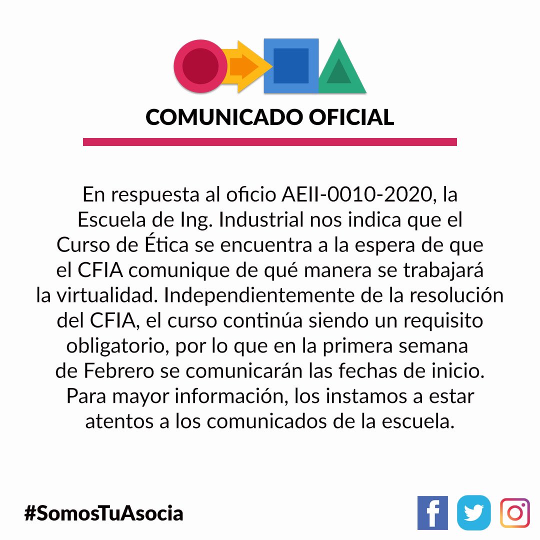 📝 Comunicado oficial por parte de la Junta Directiva de la AEII.

#SomosTuAsocia
