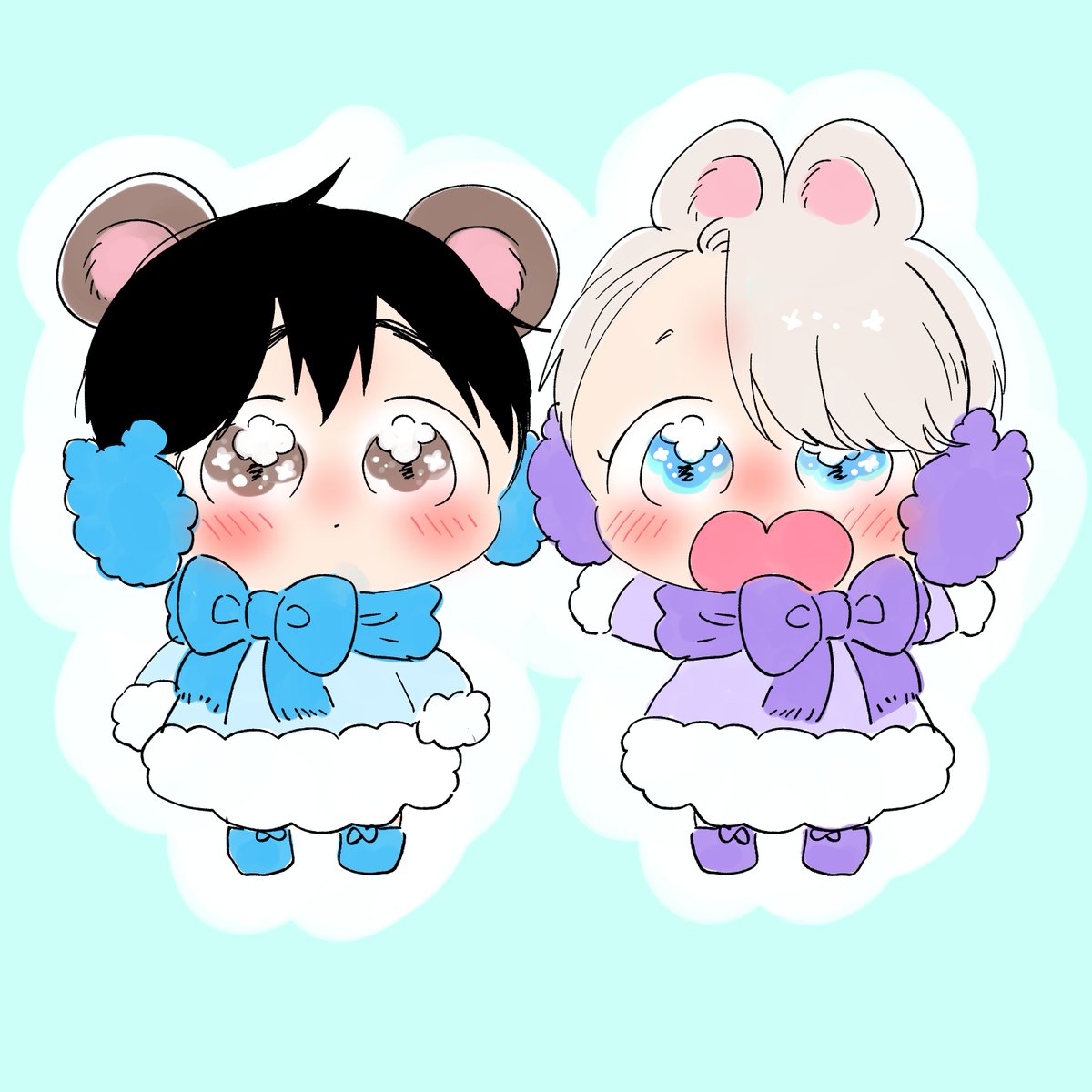 勝生勇利 ,ヴィクトル・ニキフォロフ 「サムイサムイだぞ～! 」|🍣のイラスト