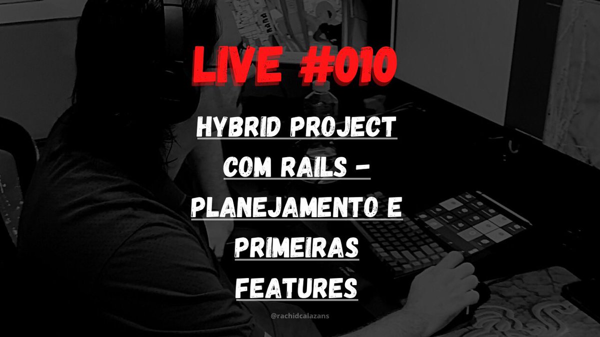 rachidcalazans's tweet image. Fala champs, beleza? 
Live #010 - HYBRID PROJECT COM RAILS - no qual mostro como planejar e as primeiras features 
Participação do @tonysmdev (Tony Messias) 
Link para acesso: youtu.be/tE4z3EylDhs
#liguagemdeprogramação #javaweb #carreiradeti #devopsengineer #programmer