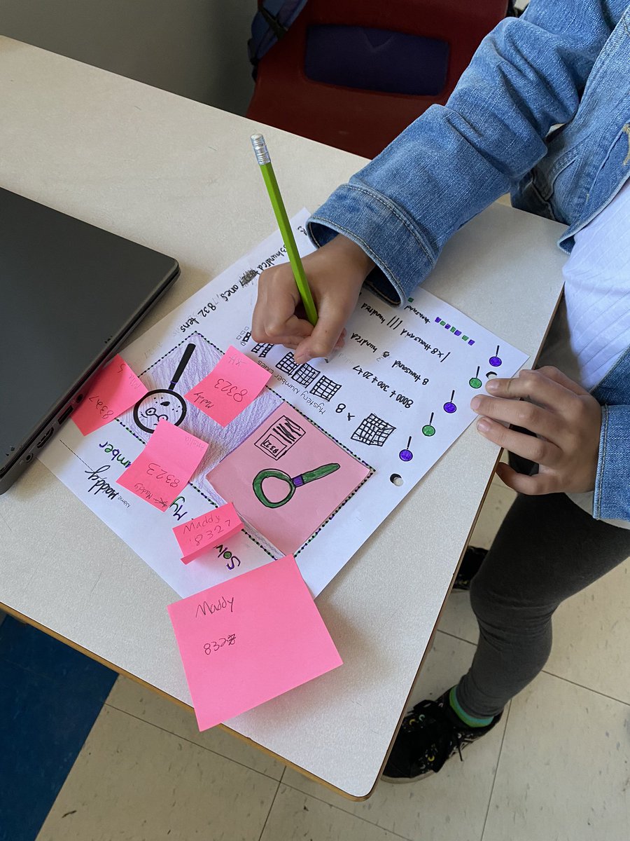 MissRizzo1's tweet photo. What is your guess?🔎 Learning to represent whole numbers in different ways #grade4math @StPhilipOCSB @OttCatholicSB https://t.co/2BvN4YMdHm
