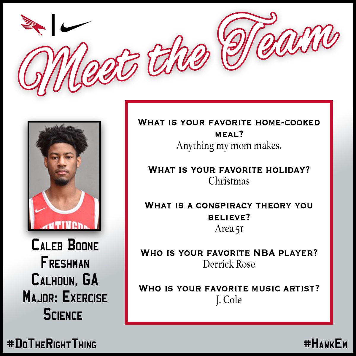 #MeetTheTeamMondays introduces C-Boone! Caleb gives great effort to always do the right things!!
#DoTheRightThing 
#CharacterOverConvenience 
#ForTheCulture
