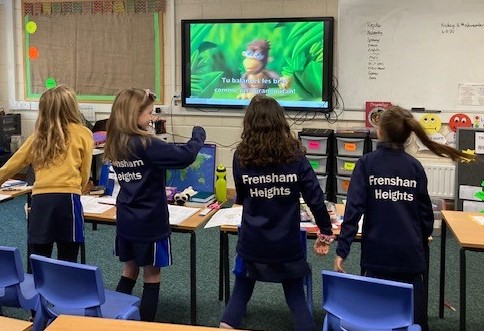 Y4 swaying to the beat of ‘Igor le Gorille’ as they dance and  sing in French. Combining animal and body vocabulary this week <a href="/FrenshamJuniors/">Frensham Heights Junior School</a>  <a href="/FrenshamHeights/">Frensham Heights</a> #lovinglanguages.