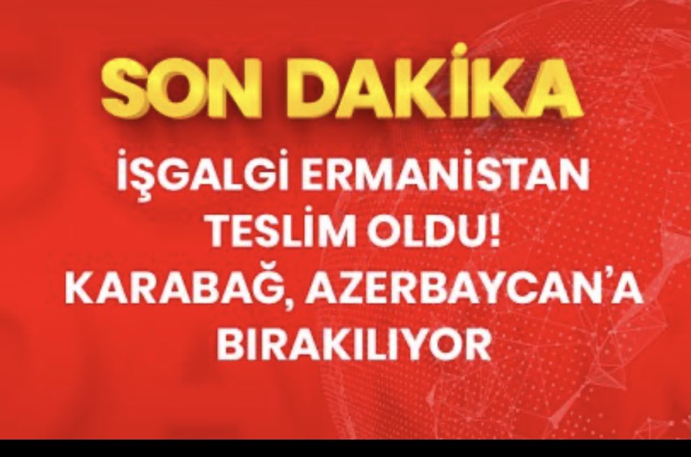 İşgalci Ermenistan, Dağlık Karabağ'da teslim oldu.#Azerbaycan #karabağ