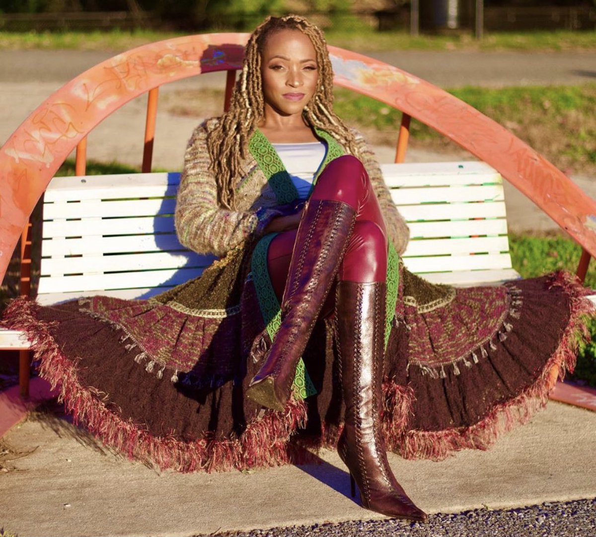 Actress @WhatCandySees makes taking a #QuickBreak #OnSet Look Like A <a href="/VogueItalia/">Vogue Italia</a> Sitting in her @ByronLarsBM #SweaterCoat 🧶 and Bad A- - #Boot 👢 #Combo |  📸 @sharodIsPhotos @ForbesFashions