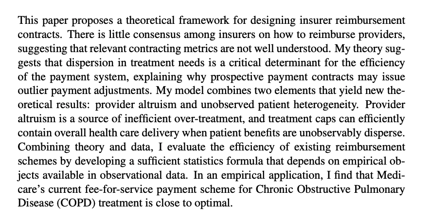 Angie AcquatellaJMP: "Optimal Reimbursement Contracts for Provider Administered Treatments"Website:  https://scholar.harvard.edu/acquatella 