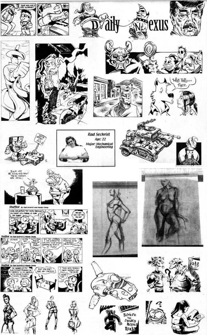 It's weird to think that 18 years ago we were drawing in ink on paper only in black and white. A friend sent me these on Facebook from our old college days. 