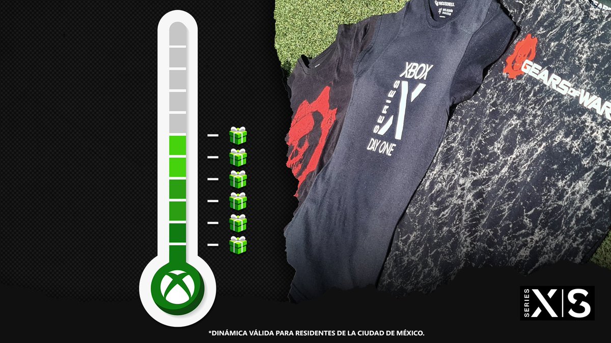 XBOXMexico's tweet photo. ¿Qué es mejor que una recarga activa? 
Hacer una recarga activa mientras portas una playera oficial de #GearsofWar. #PowerYourDreams #XboxSeriesX  #XboxSeriesS

Gana una en nuestro stream de lanzamiento.
TyC: https://t.co/cer3afBs9o https://t.co/FGkgZO0WV0