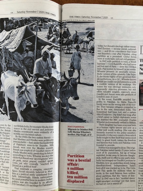 1/9  @mitteleuropean correctly infers in  #bookReview of  @marinaccwheeler  #Partition1947  @HodderBooks  @TheTimesBooks 8 Nov 20, pp 16-17 that, ' #Independence hasn't been all it was cracked up to be.' Some of his surmises along the way merit critiquing.