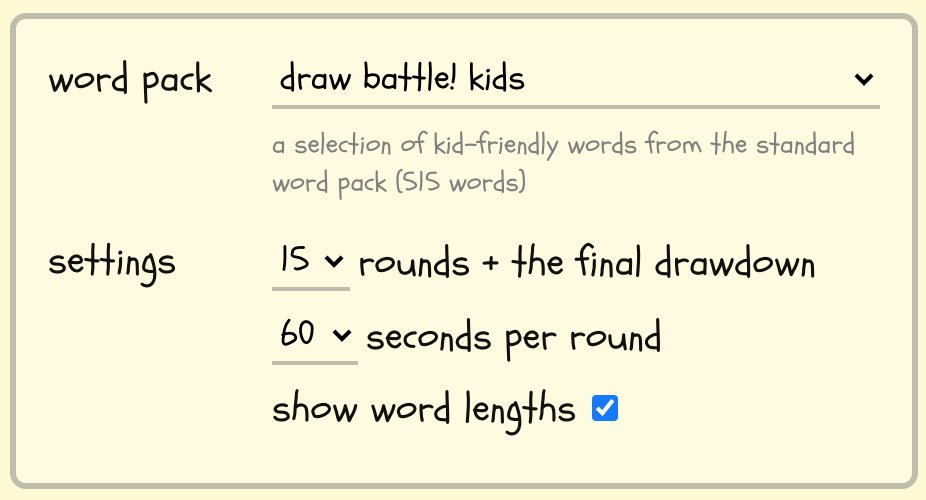 Want to play draw battle with your kids but don't want to get stuck drawing Fifty Shades of Grey? Well you're in luck, we just added a new kid-friendly word pack!