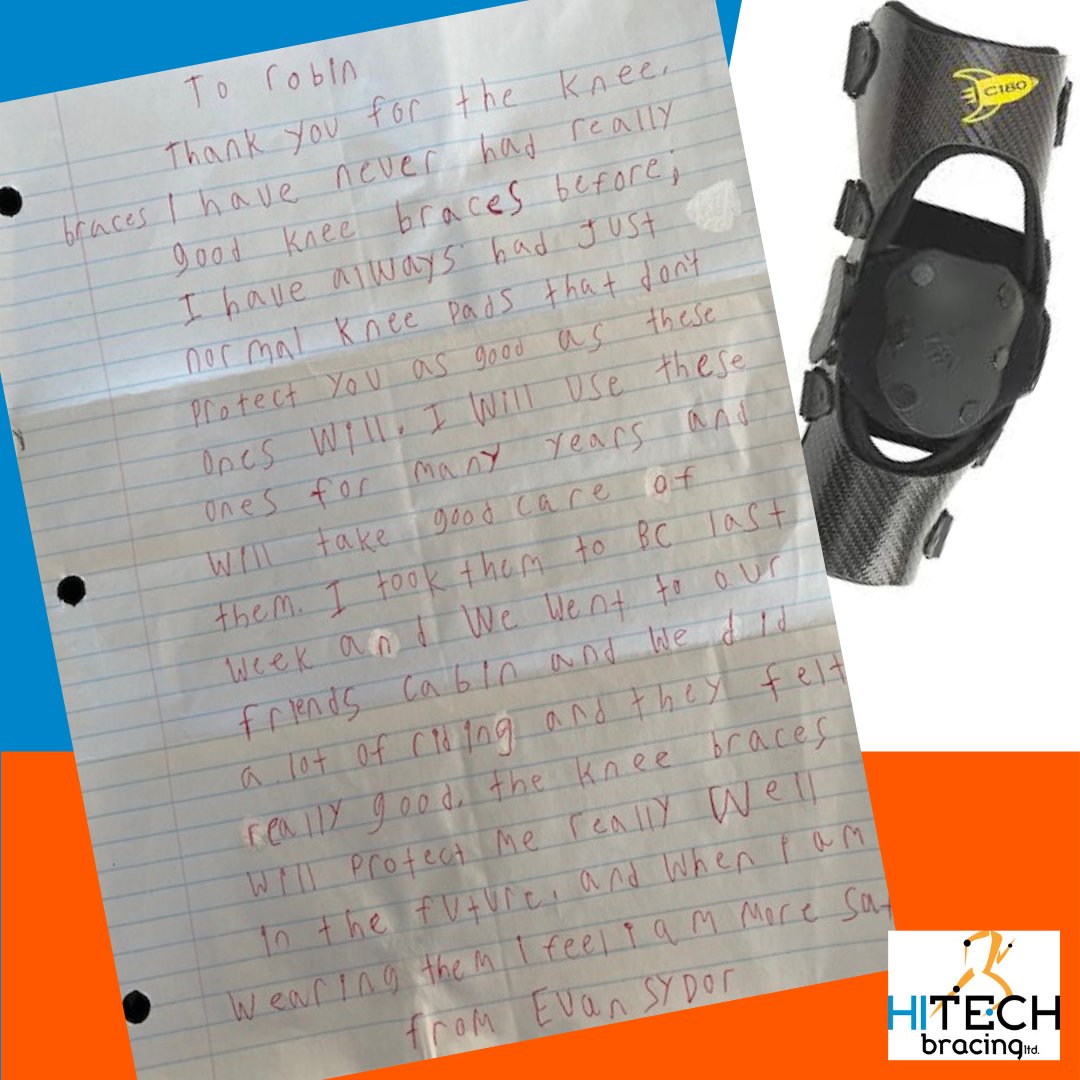 HiTechBracing's tweet photo. LOVE IT! Thanks Evan for making my day! Got this lovely letter in the mail!!! 
So happy we were able to help out this young motorcross rider with some protective knee braces.

#rocketkneebrace #youngrider #mxrider #aclkneebrace #hitechbracing

@sydor555 https://t.co/fIc2Ot4iX7