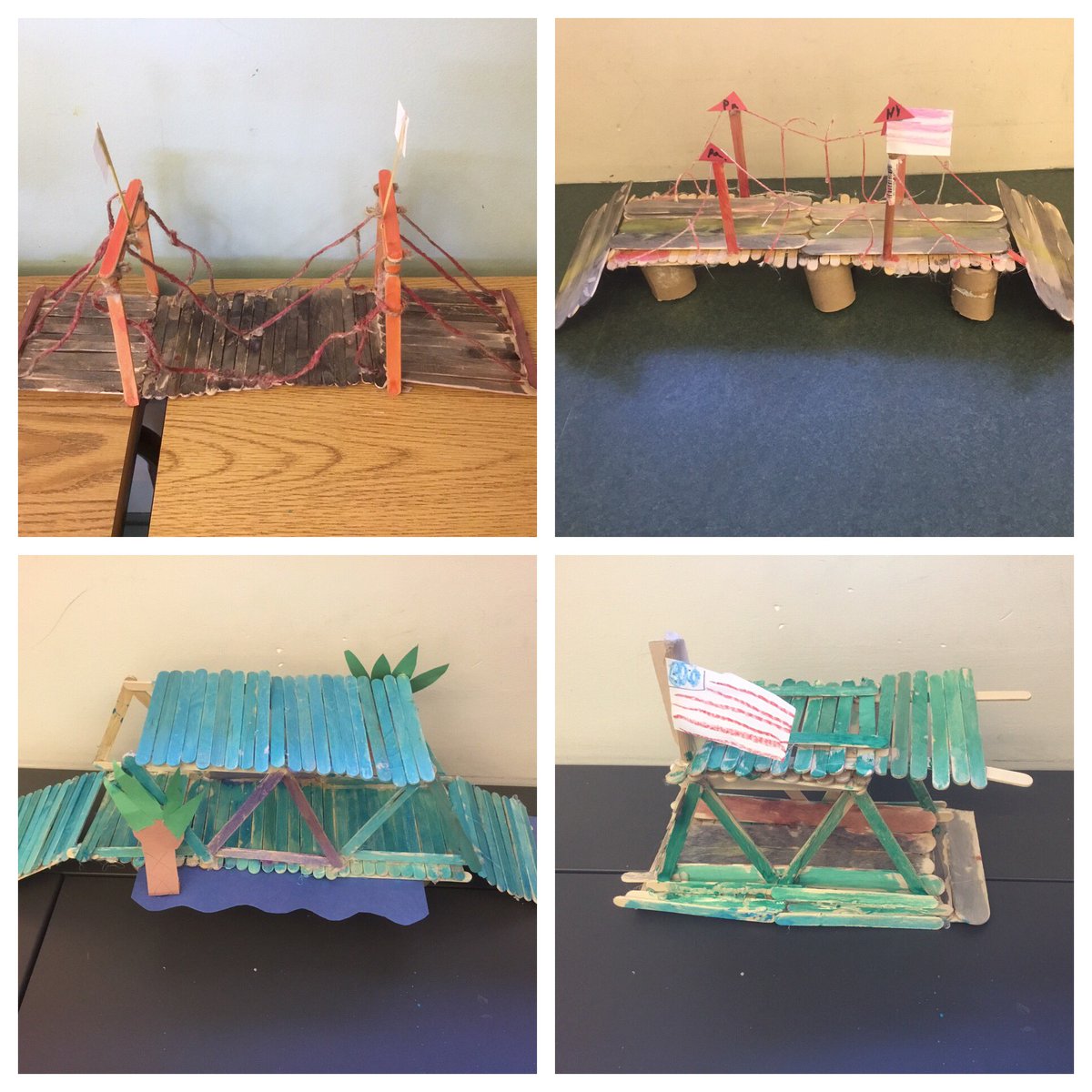 MrO_211's tweet photo. 3rd grade engineers researched, designed, built, and painted bridge models. The models show the features of the type of bridge built. #ThisisWES https://t.co/YAPuf7OLNz