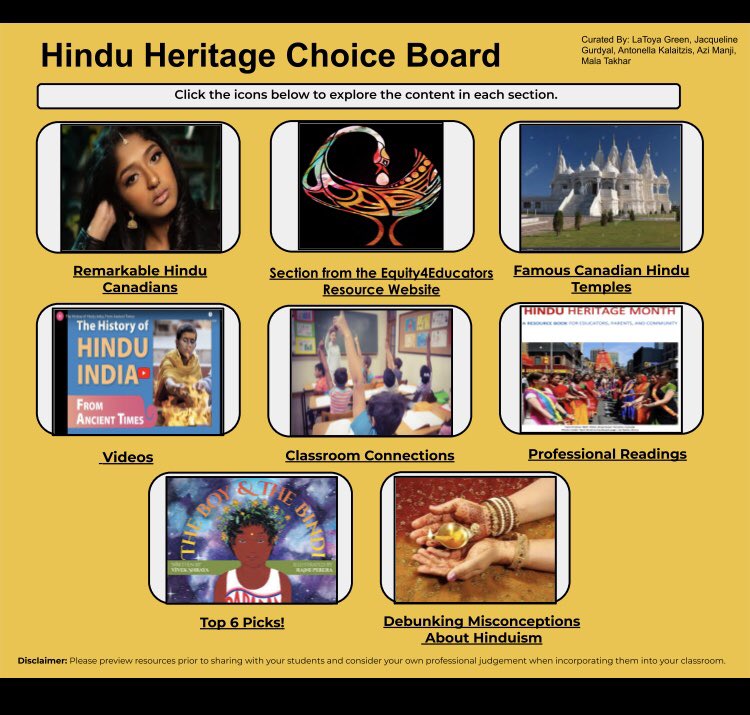 It’s #HinduHeritageMonth! Use this choice board to engage students in learning about Hindu-Canadians, Hindu culture, and Hindu celebrations! 
Explore and share - bit.ly/HinduHBoard

TY @MsGurdyal @a_kalaitzis @maladheertakhar @VittaGreen for collaborating.