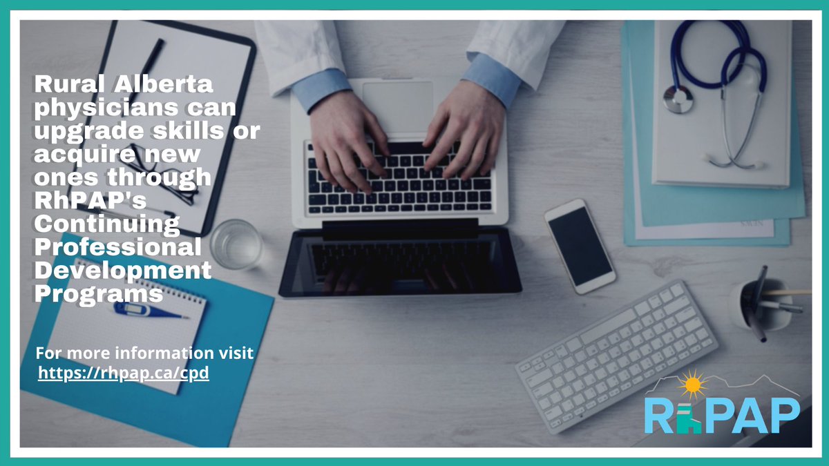 AlbertaRhPAP's tweet photo. Did you hear? Physicians in rural Alberta who are looking to upgrade their skills or to do some additional training may be eligible to have a variety of costs covered through RhPAP Continuing Professional Development Programs #Abhealth #medtwitter #AbDocs
https://t.co/NB5tnQ8jK7 https://t.co/N6kSa6iKqf