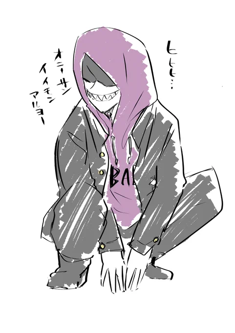 桐谷さん新キャララフ。「ひひひ」笑いしてるこういうキャラが一番描いてて楽しい。 