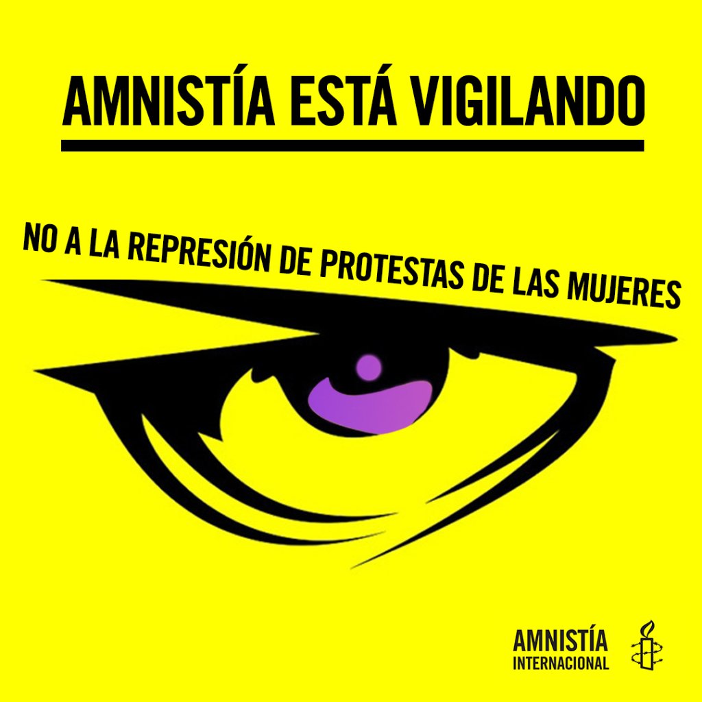 amnistiamexico's tweet photo. #QRoo es un estado más que reprime las manifestaciones de mujeres. 

Exigimos informar quién dio la orden del uso excesivo de la fuerza y de armas letales, dar a conocer la corporación policiaca que participó, e investigar y sancionar estas violaciones a DDHH. #EstaremosVigilando https://t.co/kRQ66Q51Ac