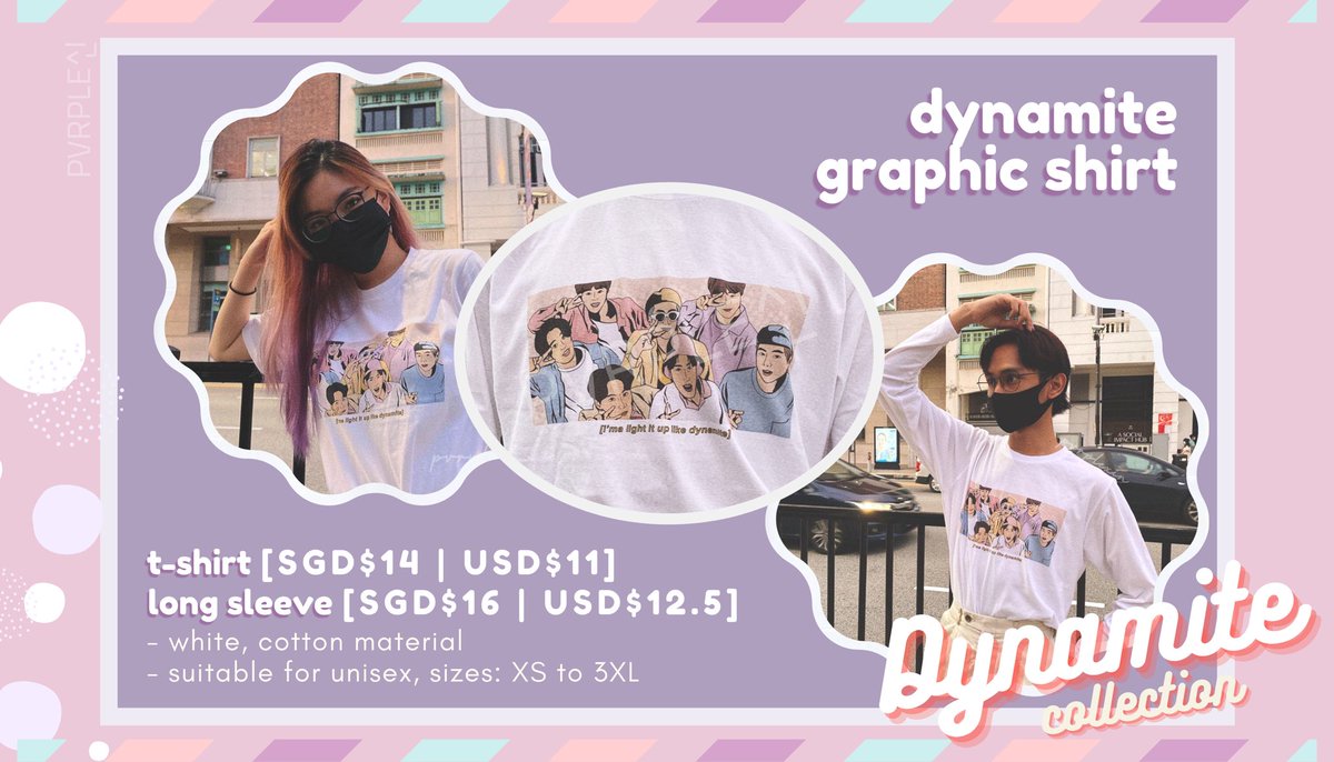 pvrpleco's tweet photo. [ #pvrpleupdates ]

our dynamite graphic shirts have finally reached us!! we’ll begin packing them for mailing soon ☺️ collection emails have been sent to all preorder buyers ✨

instock sales for our entire DYNAMITE collection 🧨 is now open!! order here: https://t.co/NUoVEiMQLd https://t.co/fQO3CObyZb
