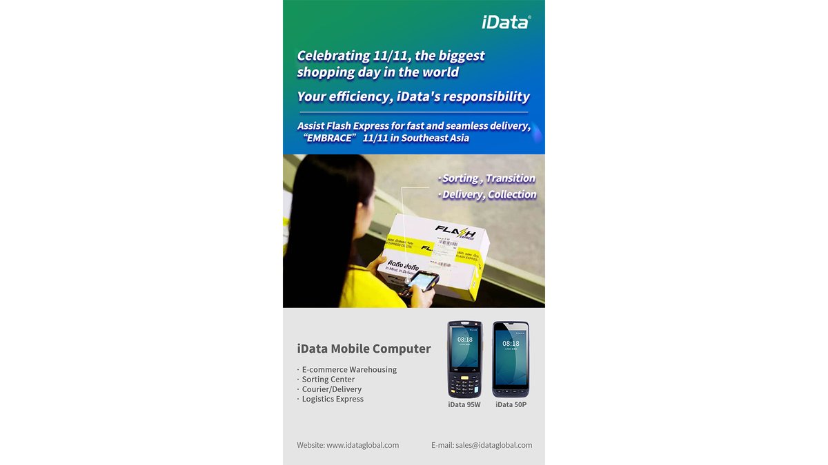 idataglobal's tweet photo. Celebtating 11/11 the biggest shopping day in the world 

iData assist Flash Express for fast and seamless delivery, “EMBRACE” 11/11 in the Southeast Asia

YOUR EFFICIENCY, iData’s Responsibility!
#express #double11 #PDA #scanners #idata #ecommerce #courier #logistics #warehouse https://t.co/nPtlubeLja