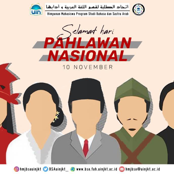 BSAuinjkt_'s tweet photo. Selamat Hari Pahlawan Nasional, mari perkokoh persatuan dgn semangat kepahlawanan✨. Ayo lanjutkan perjuangan para pahlawan salah satunya dgn menjadikan mereka panutan dlm keseharian kita✨ 

Karna "Bangsa yg besar adlh bangsa yg meghargai jasa para pahlawannya" - Ir. Soekarno - https://t.co/cPRC806wuy