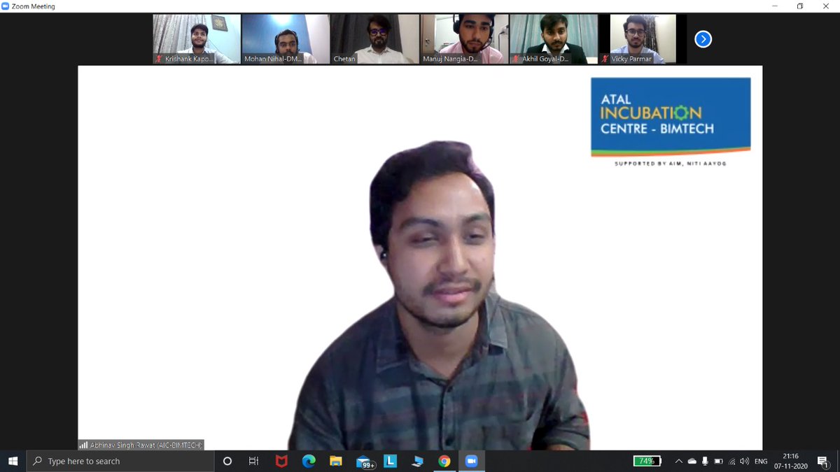 BIMTECH_Ecell's tweet photo. Our team conducted the finale round of Q-Thinker, on 7th November'2020.
The participants pitched their amazing business ideas in front of our panelist- Mr. Dhruva Chak, Dr. Shalini Singh, Mr. Abhinav Singh Rawat &amp; Mr. Chetan Kapoor.

Results will be out soon.
#bimtech #aic #ecell https://t.co/RkgNSOiYPx