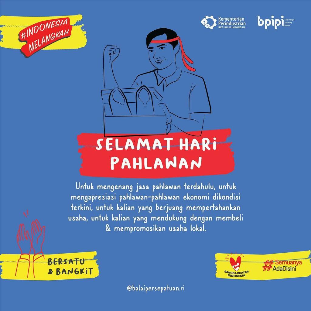 balaisepatu's tweet photo. Mari dukung #indonesiamelangkah untuk industri Alas Kaki bersatu &amp; bangkit. Bersama kita #banggabuatanindonesia karena #semuanyaadadisini. Selamat Hari Pahlawan, untuk semua yang berjuang bersama 💪🔥

Selengkapnya kegiatan kami :
https://t.co/hKFNt7e1bL

#haripa… https://t.co/WieCr8ylMm