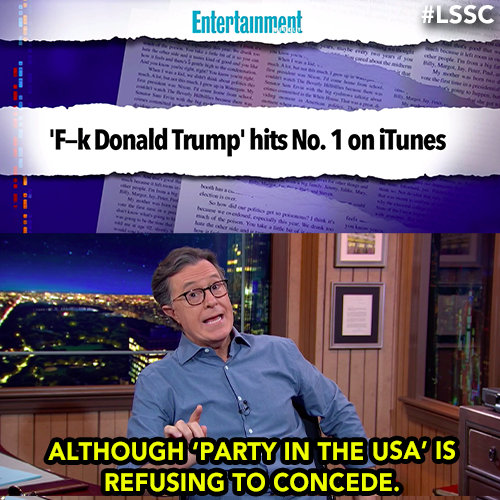 colbertlateshow's tweet photo. Congrats to the number 1 song! #LSSC https://t.co/0OdNzu2mDj