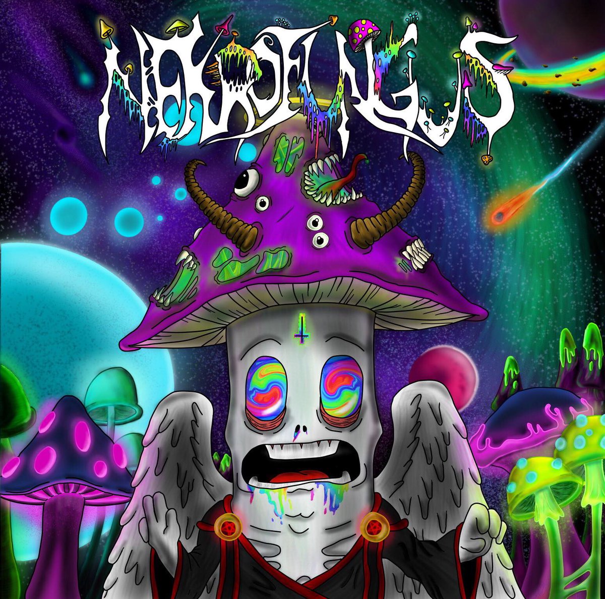 JAStudios2's tweet photo. Album cover for our fictional psychedelic black metal band Necrofungus🤘 #blackmetal #albumcover #music #Metal #digitalart #drawing https://t.co/qz4OLHir74