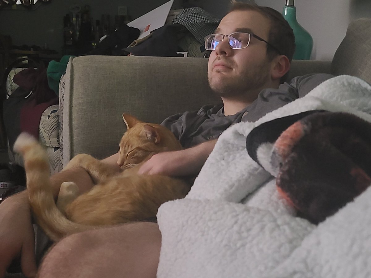 LVEEEZY's tweet photo. I can't even explain how happy this cat dad makes me. Peteloaf &amp; Moose are so obsessed with him. He is my love, my favorite, my everything..❤❤❤ https://t.co/q01MGOpNzc
