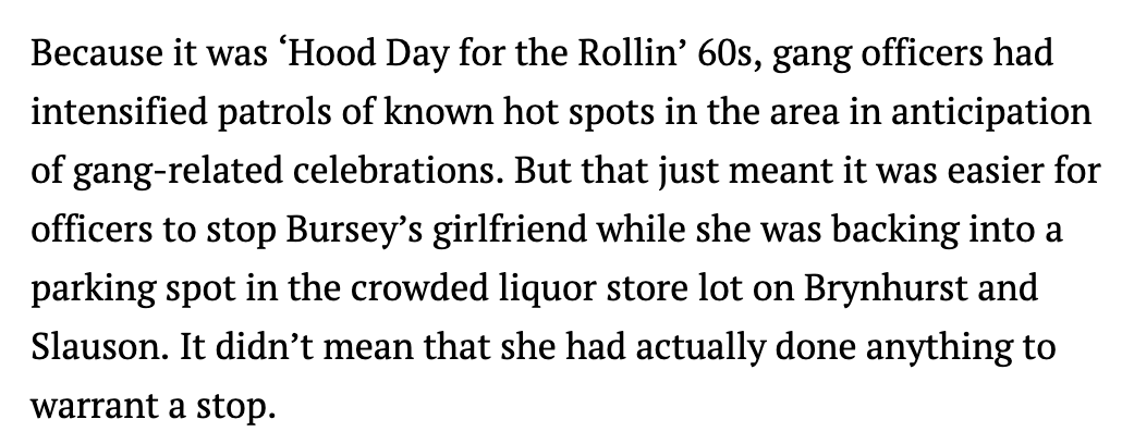 Bursey had been killed during just one such stop. From some background I dug up on his case last year: