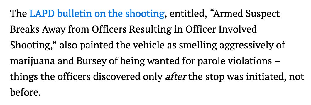 Bursey had tried to run, likely so as to avoid being sent back to jail on a violation of parole/probation. LAPD painted him as the aggressor, something made easier by his affiliation with the 60s.