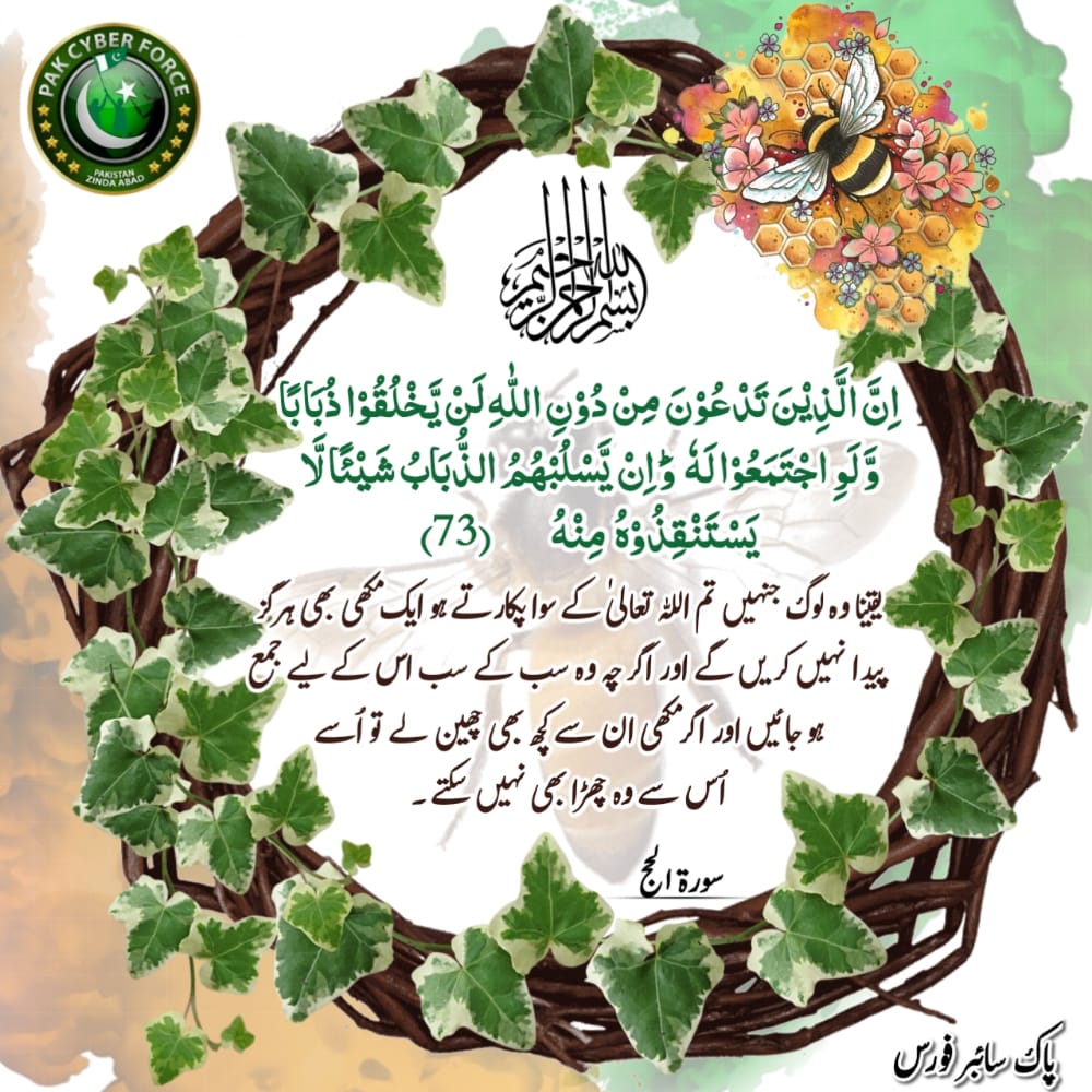 AbuSada42310762's tweet photo. بَسْــمِ اللّٰہِ الرَّحْــمَٰنِ الرَّحِــيمِ
اِنَّ الَّذِیۡنَ تَدۡعُوۡنَ مِنۡ دُوۡنِ اللّٰہِ لَنۡ یَّخۡلُقُوۡا ذُبَابًا وَّ لَوِ اجۡتَمَعُوۡا لَهٗ ؕ وَ اِنۡ یَّسۡلُبۡھُمُ الذُّبَابُ شَیۡئًا لَّا یَسۡتَنۡقِذُوۡہُ مِنۡهُ (73)
(سورۃ الحج)
#Quran
#PakCyberForce https://t.co/TYlQ9vt5pA
