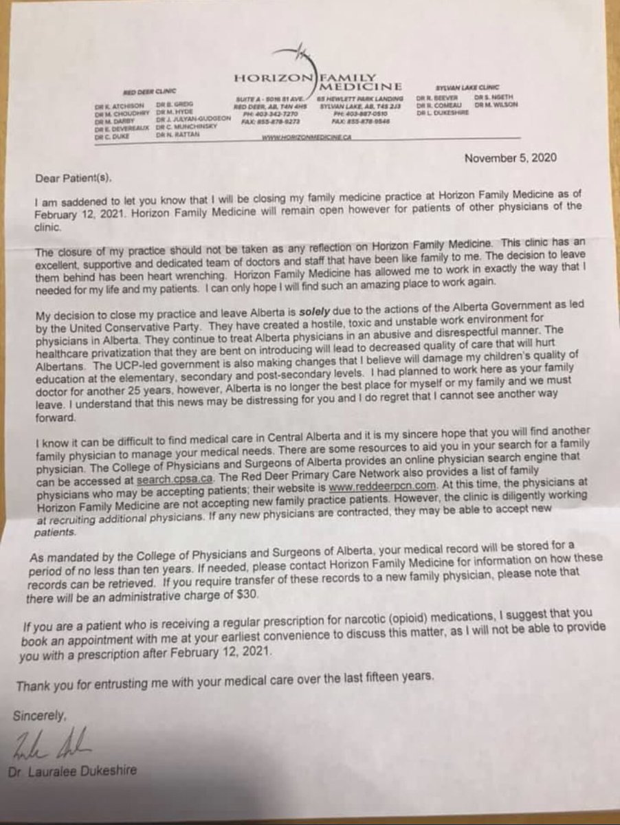 I was saddened to see this news today. 

I grew up this individual. Her and her family have roots in Alberta. 

She is a practicing family doctor and is leaving Alberta for BC due to the policies and aims of the UCP government <a href="/jkenney/">Jason Kenney 🇨🇦🇺🇦🇮🇱</a> <a href="/shandro/">Tyler Shandro</a> 

#heartwrenching