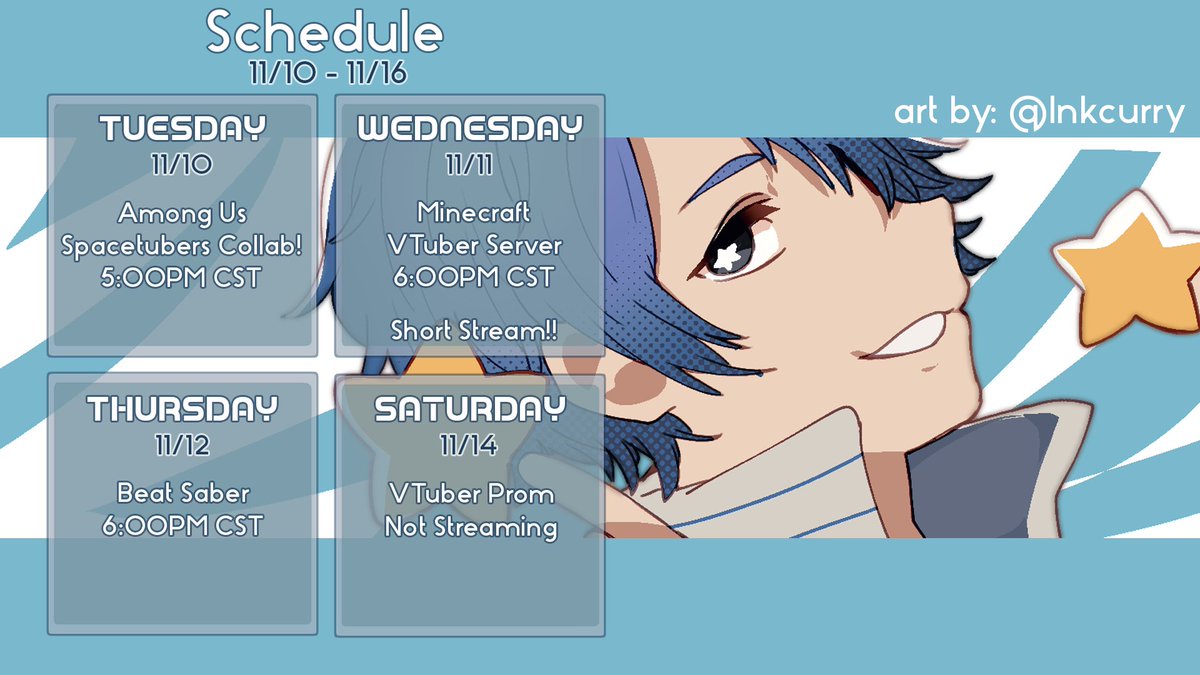 EllStrella's tweet photo. We've got this week's schedule! Since I won't be streaming Saturday or Sunday, I'm having a short stream for Wednesday! I'll be attending VTuber Prom with @yurim_vt and I hope to see some of y'all there! 
#Strellive https://t.co/UnLPZ6uBsE