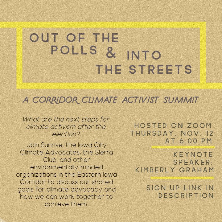 sunriseiowacity's tweet photo. Hello climate activists❣️Here’s a reminder to join us and other Eastern Iowa organizations for our summit this coming Thursday! If you’re interested, you can feel free to sign up here: https://t.co/U0w4fQFs1t hope to see you all there! https://t.co/4oXeeMilNw