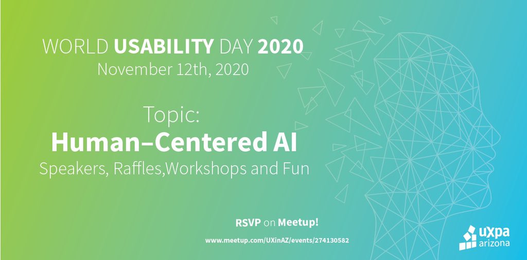 UXPAarizona's tweet photo. Join us this Thursday for #worldusabilityday! #wud #uxpaevent
2020 Theme
Human–Centered AI
Human-Centered AI we seek to explore design systems that are both highly automated and allow a great degree of user control and will result in to expand human capabilities 1000-fold. https://t.co/sgWzkIb1Q5