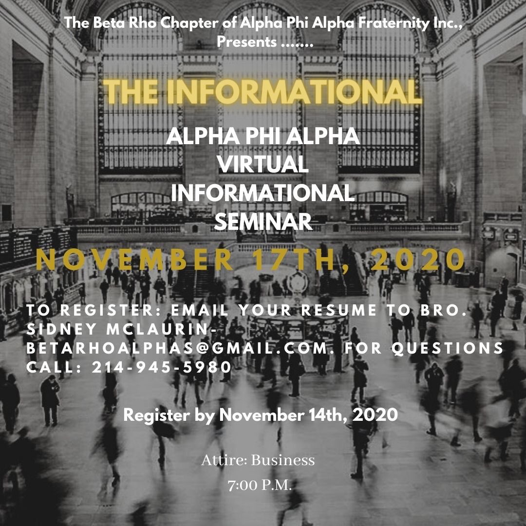 BPAlphas's tweet photo. Alpha Phi Alpha Fraternity Inc. Informational Seminar. https://t.co/qyQPKVftxm