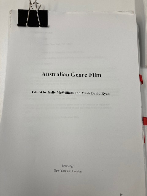Markdavidryan's tweet photo. Sent to Routledge for production! Australian Genre Film edited with @DrKellyMcW examines 13 major genres in contemporary Australian screen: action, biopics, comedy, crime, horror, musical, road movie, romance, sci-fi, teen film, thriller, war, &amp; Westerns @CreativeIndust @qutdmrc https://t.co/KsD3vKrjcf