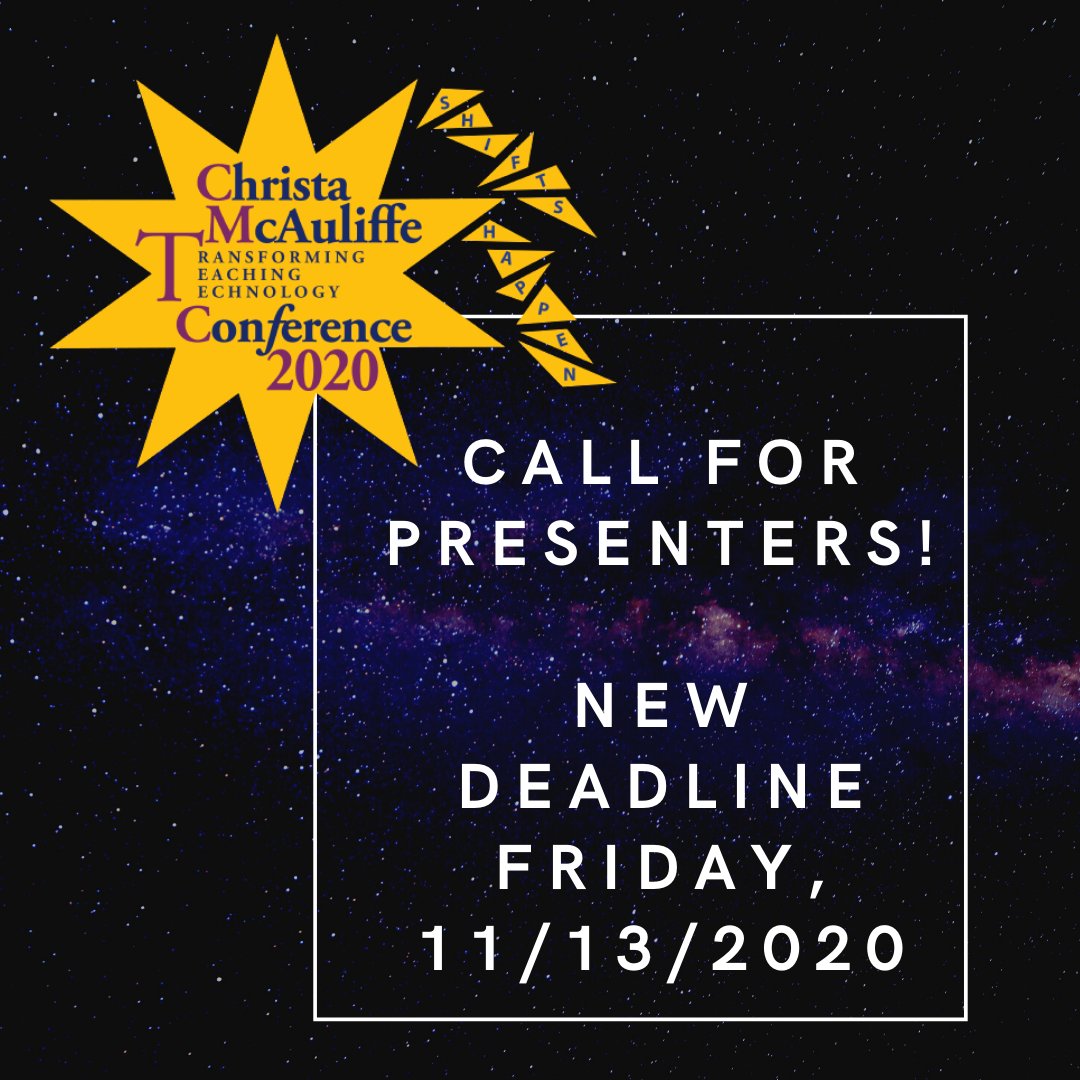 Don't forget! Our call for presenters have bee reopened for our VIRTUAL conference in January! The new deadline is this Friday, 11/13/2020! #nhcmtc #shiftshappen #nheducators